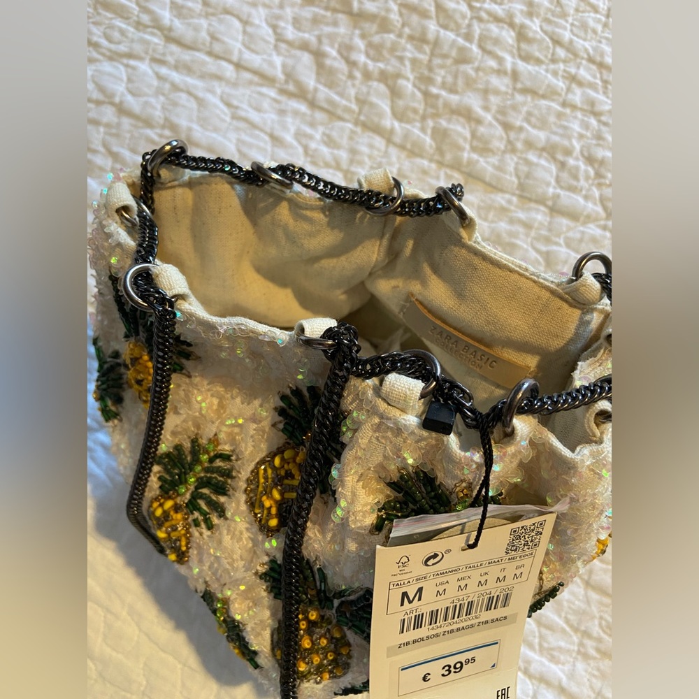 NWT ZARA Limited Edition Collection Pineapple Beaded Purse - Picture 12 of 13